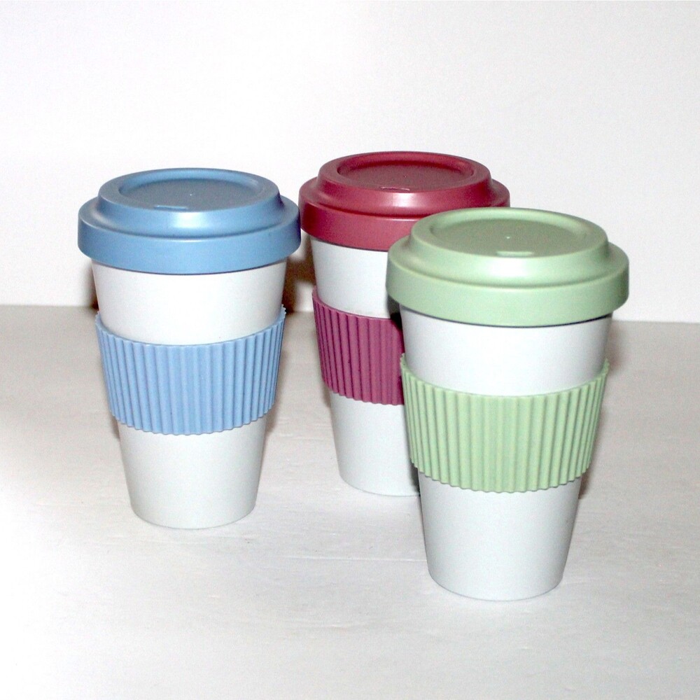 Lot 3 Crofton Travel Mug with Lid blue pink green 13.5 fl oz coffee tea